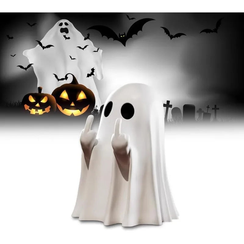 Back view of ghost-shaped desk organiser ornament – unique festive desktop accessory