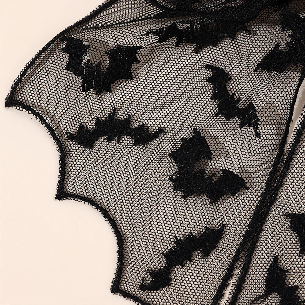 Barrettes chauve-souris effrayantes avec voile en dentelle – Glamour gothique pour Halloween