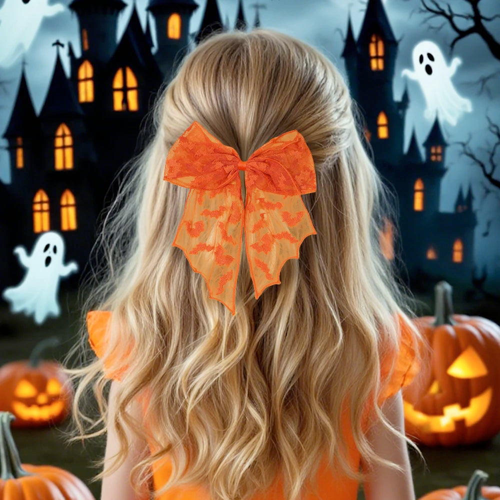 Barrettes chauve-souris effrayantes avec voile en dentelle – Glamour gothique pour Halloween
