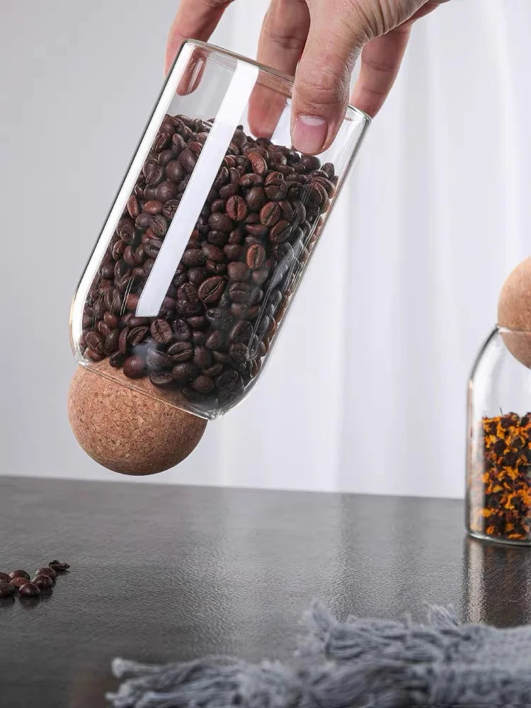 Sealed Elegance – Glass Jar with Natural Cork Lid for Stylish Food Storage