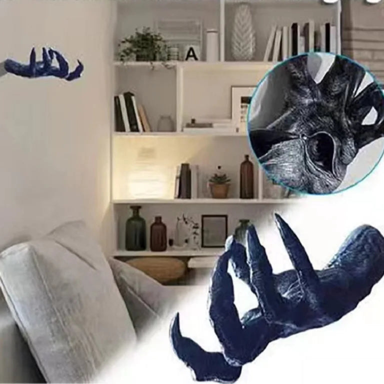 Scary witch hand wall decor for Halloween details