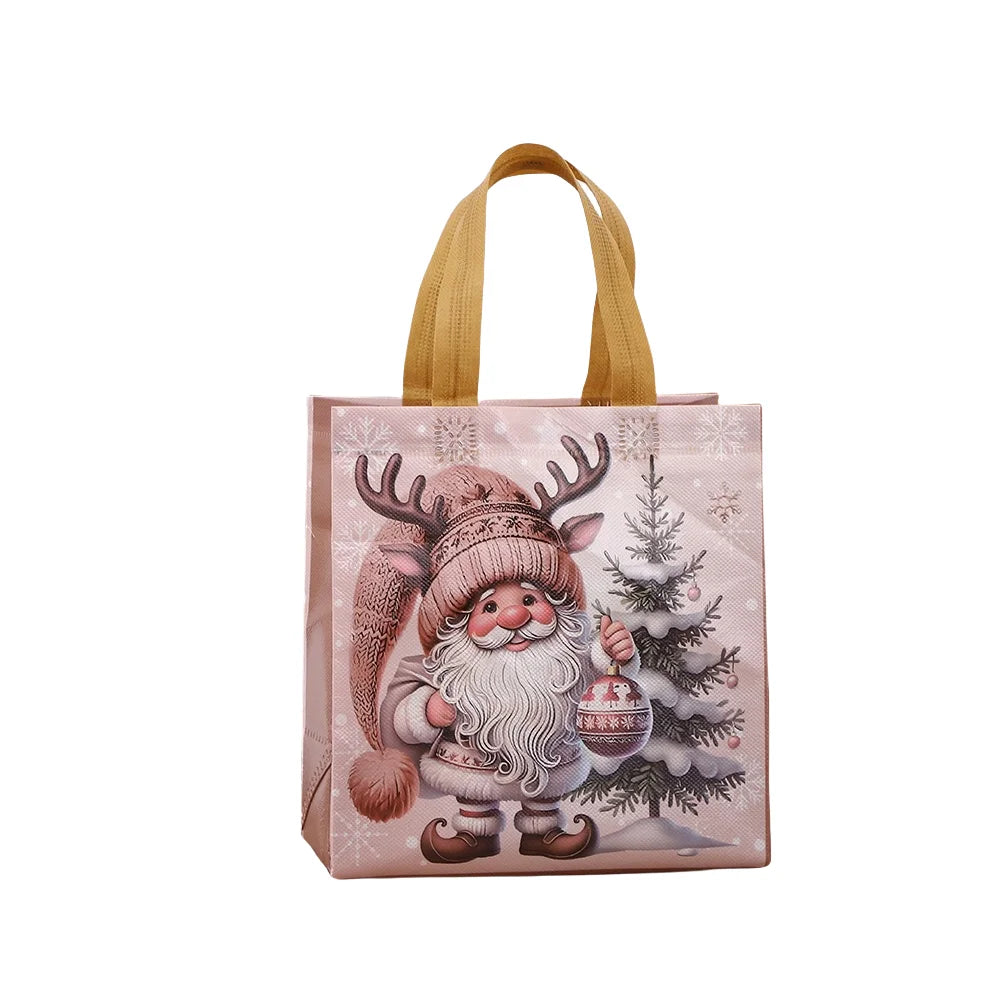 Embalaje navideño ecológico: bolsas navideñas duraderas de tela no tejida con diseños artísticos luminosos.