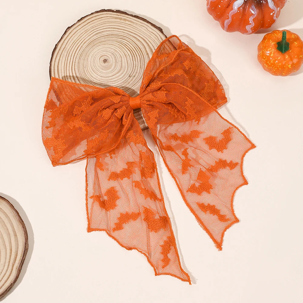 Barrettes chauve-souris effrayantes avec voile en dentelle – Glamour gothique pour Halloween