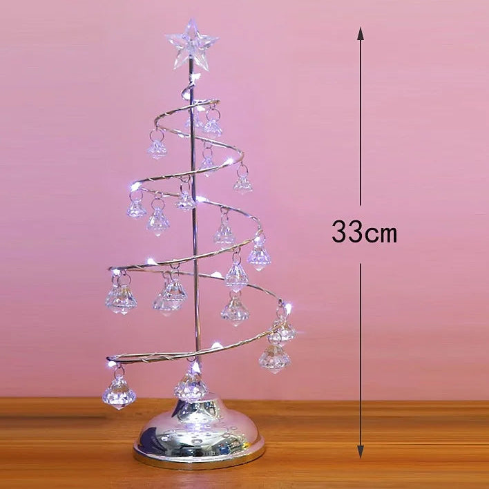 Árbol espiral metálico con cristales (plata/oro)