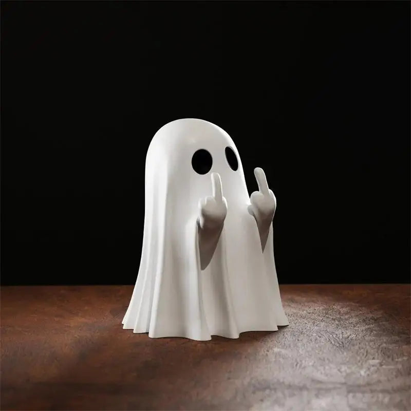 Front view of ghost-shaped desk organiser ornament – stylish Halloween decoration for workspace