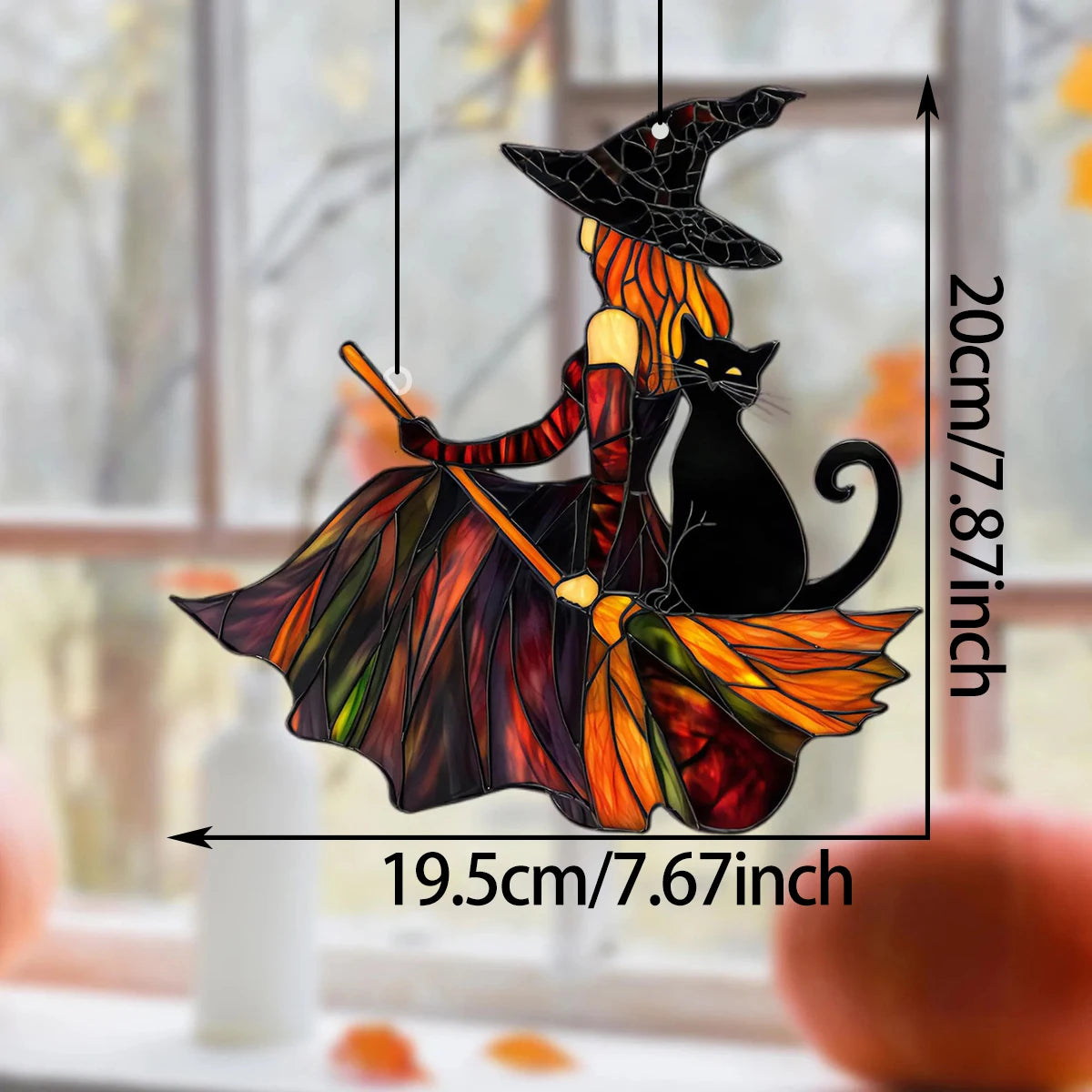 Atrapasol de bruja y gato: decoración mística para Halloween