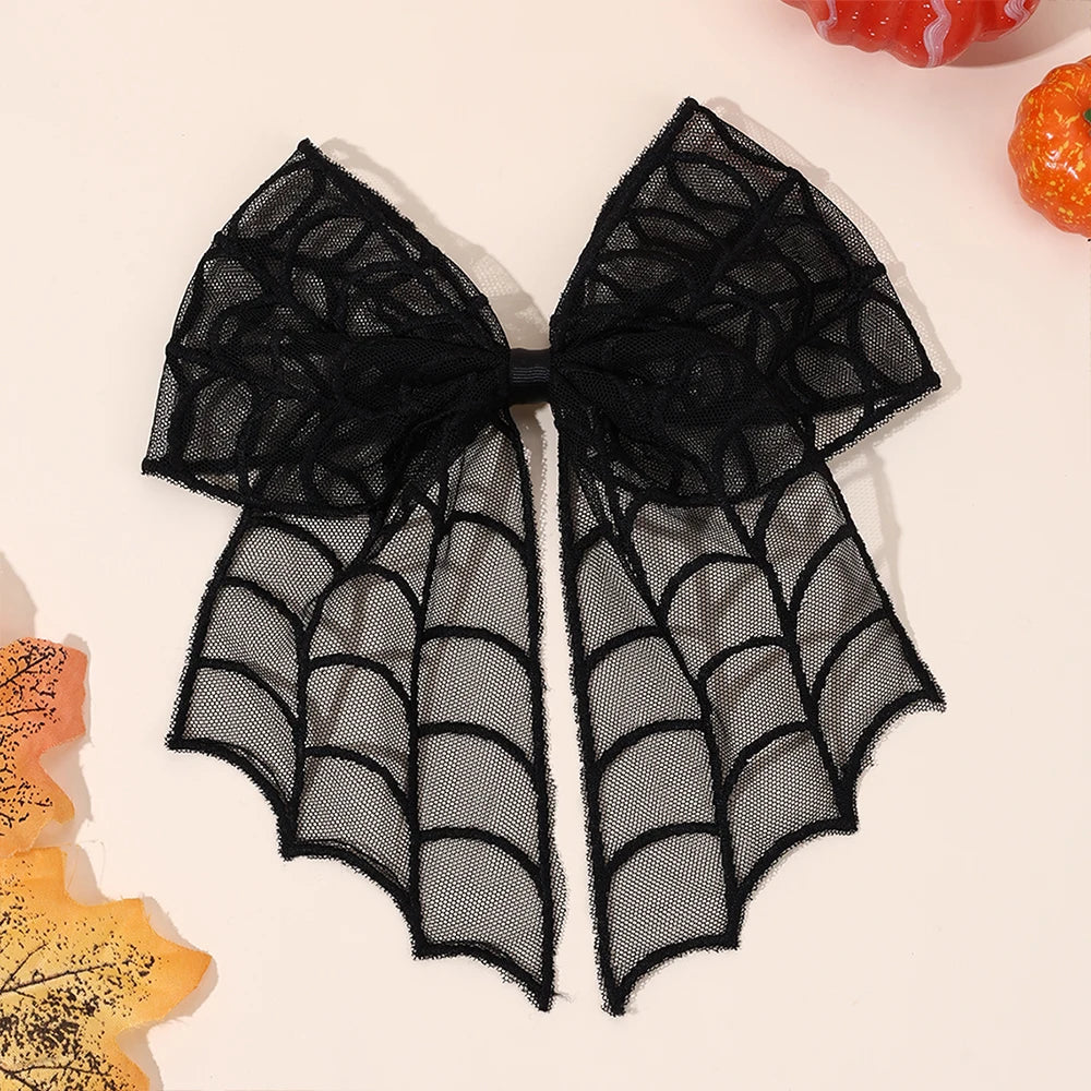 Barrettes chauve-souris effrayantes avec voile en dentelle – Glamour gothique pour Halloween