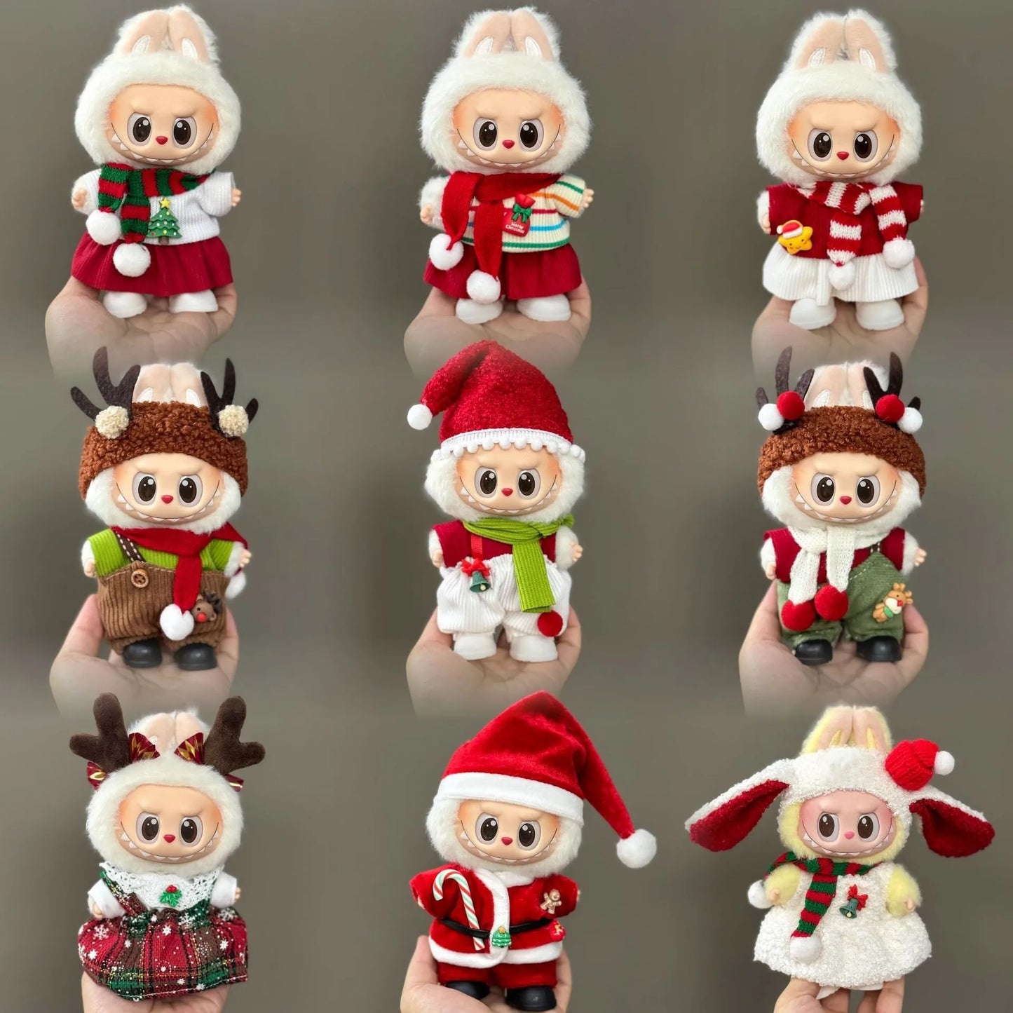 For 17cm Labubu V2 V1 Plush Idol Doll's Clothing Christmas Cloak Sweater Hat Set Gift Labubu Clothes Labubu ropa