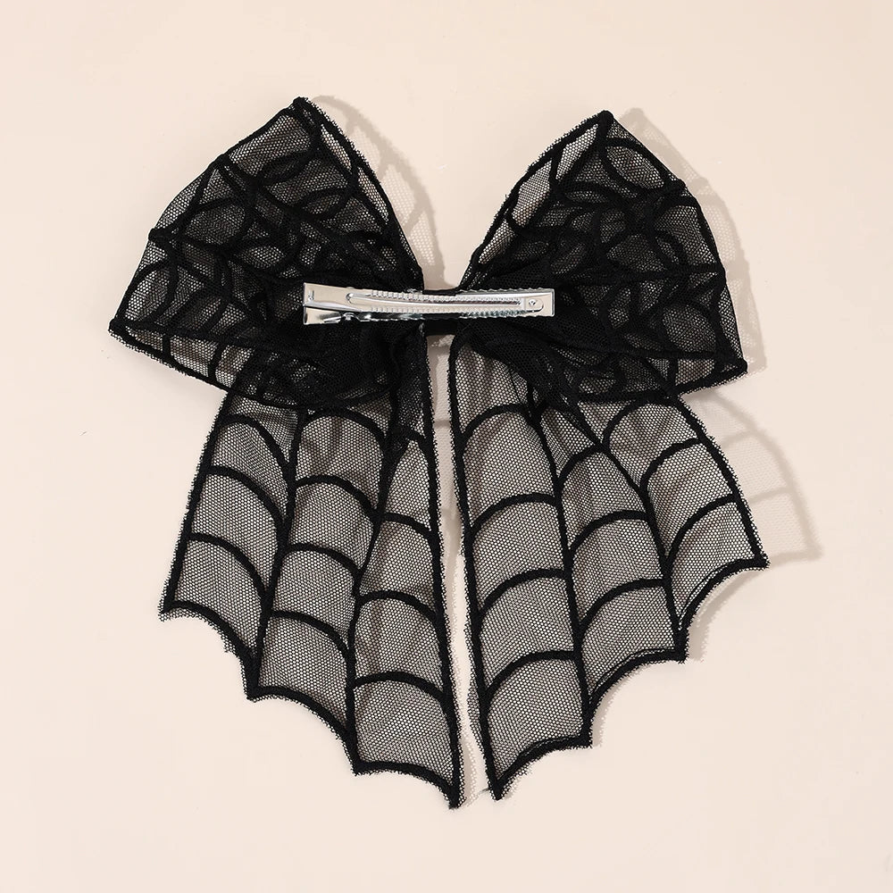 Barrettes chauve-souris effrayantes avec voile en dentelle – Glamour gothique pour Halloween
