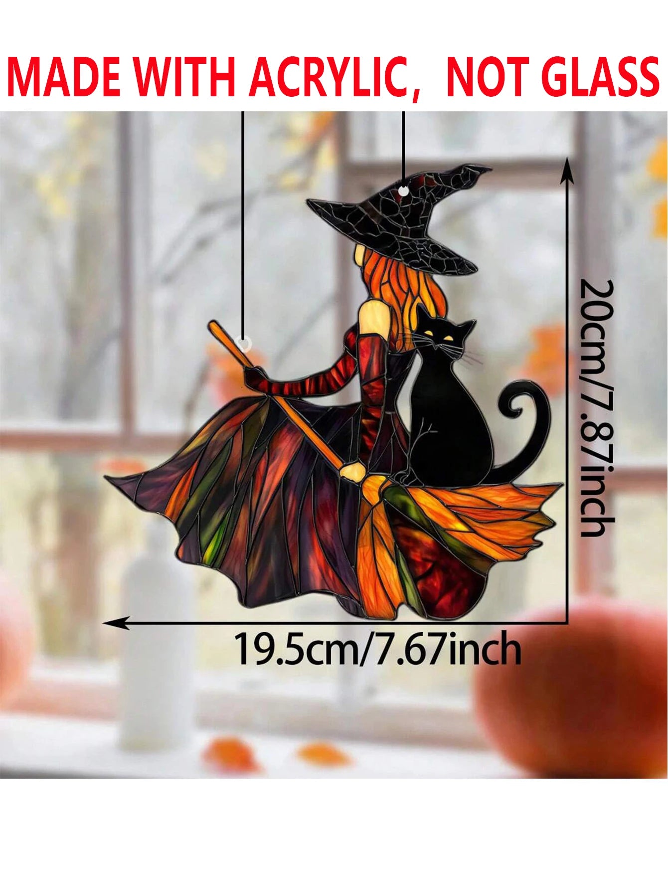 Atrapasol de bruja y gato: decoración mística para Halloween