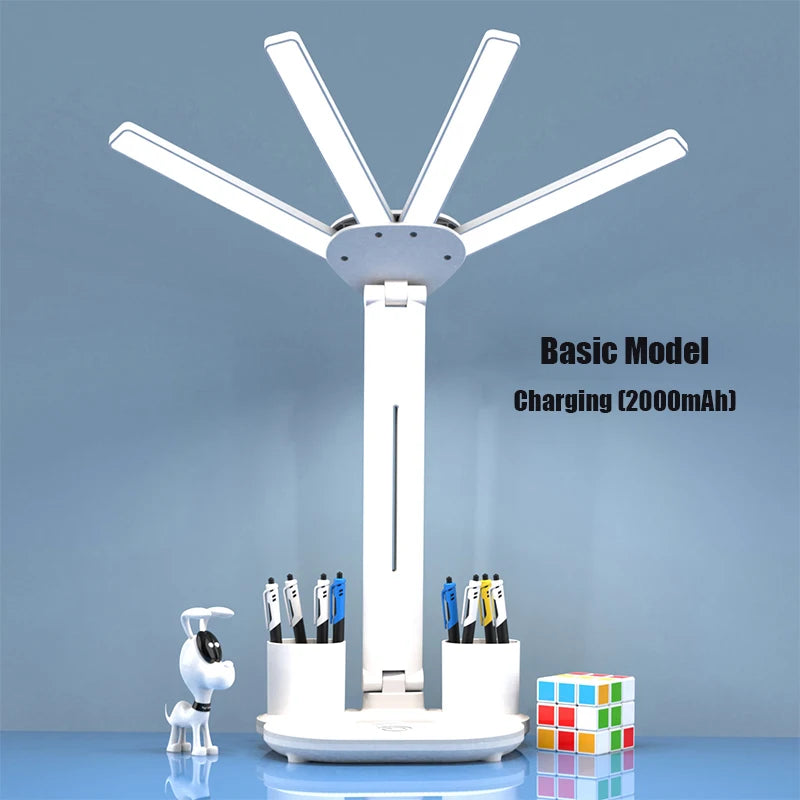 Multifunctional Desk Lamp – LED Light, Fan & Digital Clock | USB Charging