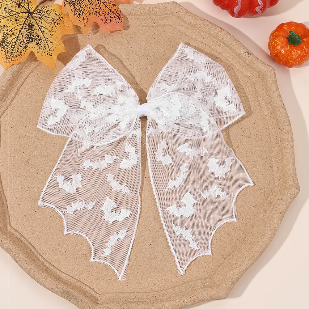 Barrettes chauve-souris effrayantes avec voile en dentelle – Glamour gothique pour Halloween