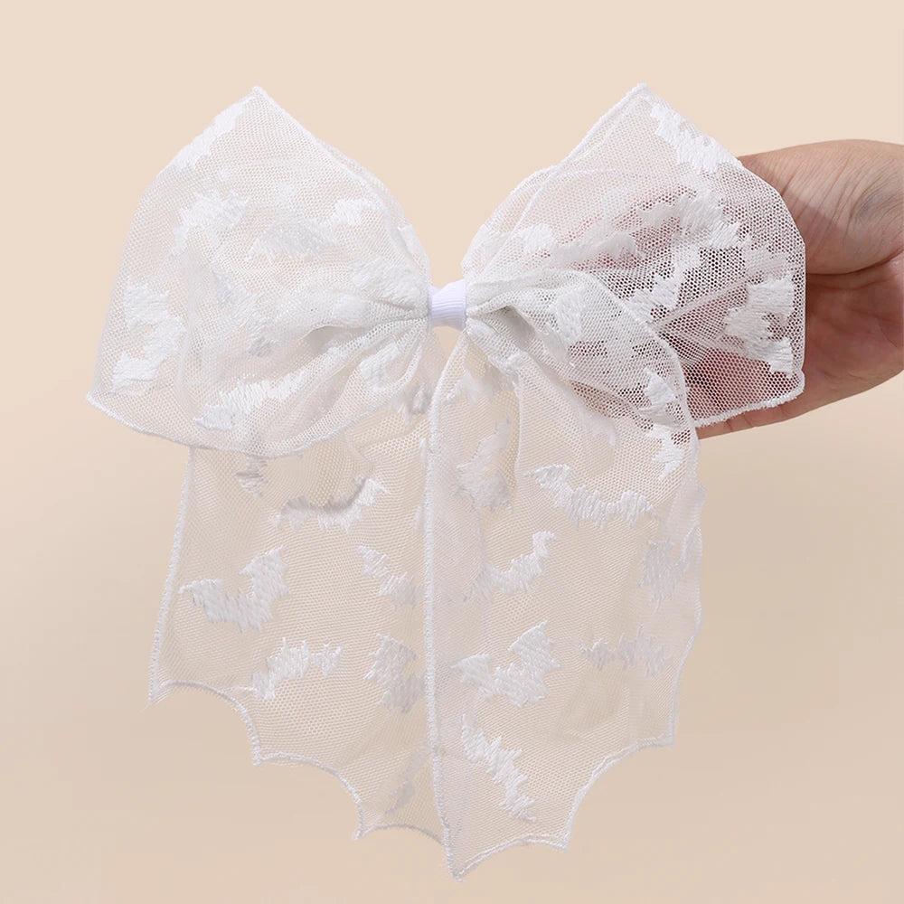 Barrettes chauve-souris effrayantes avec voile en dentelle – Glamour gothique pour Halloween
