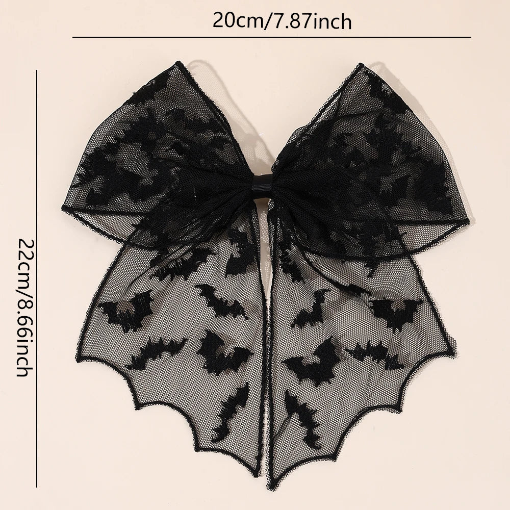 Barrettes chauve-souris effrayantes avec voile en dentelle – Glamour gothique pour Halloween
