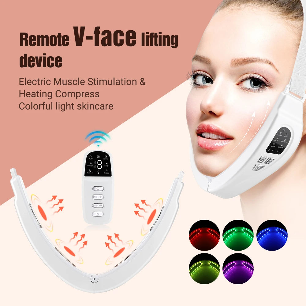 5-in-1 Face Lifting Massager – Double Chin Reducer with Remote Control