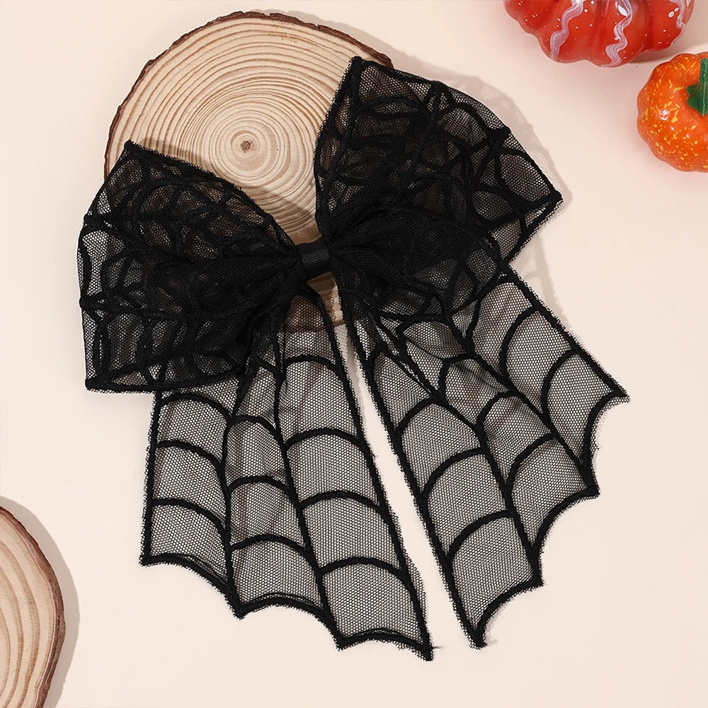 Barrettes chauve-souris effrayantes avec voile en dentelle – Glamour gothique pour Halloween