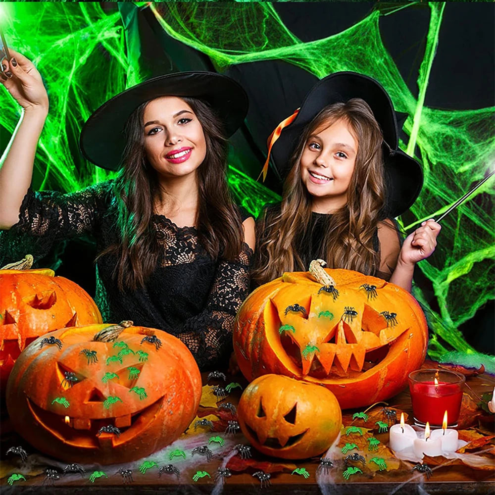 Halloween cobweb decoration setup for spooky outdoor display