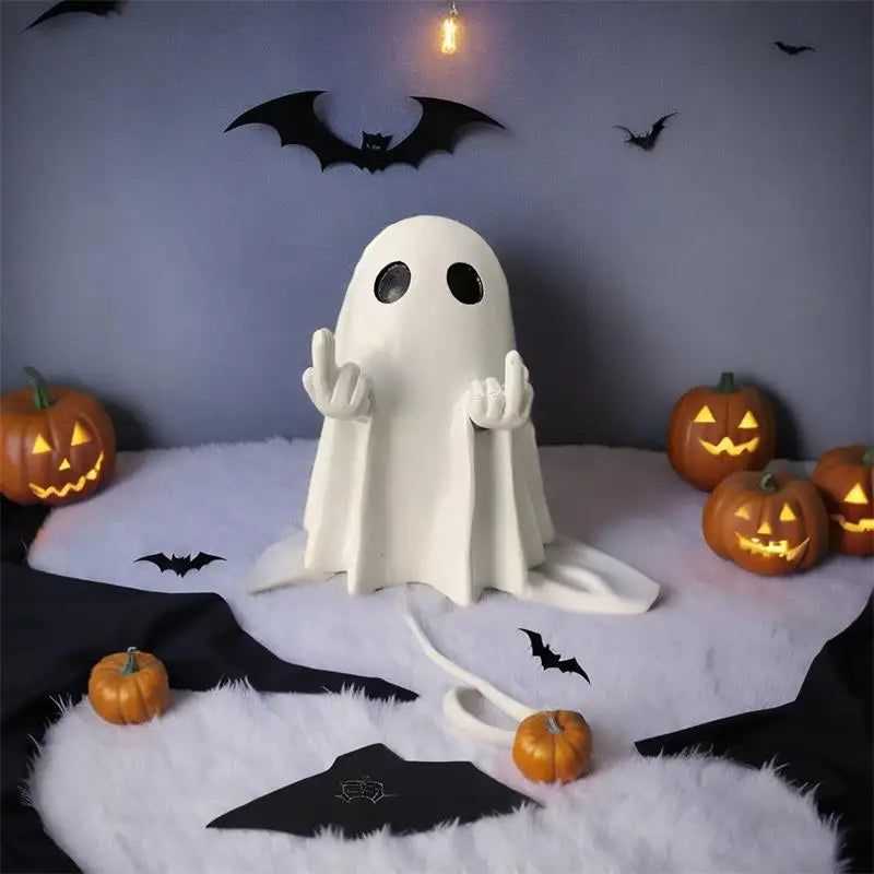 Top view of ghost-shaped desk organiser ornament – playful and functional Halloween décor