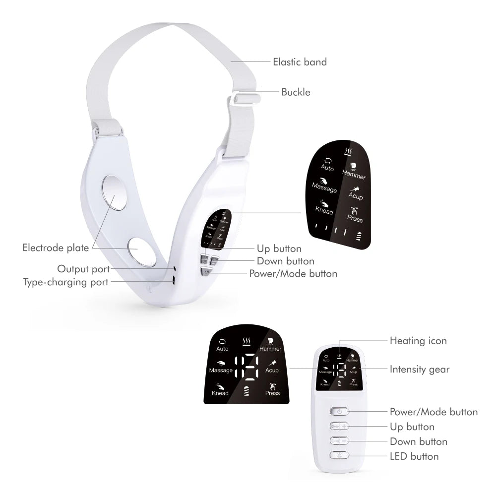 5-in-1 Face Lifting Massager – Double Chin Reducer with Remote Control