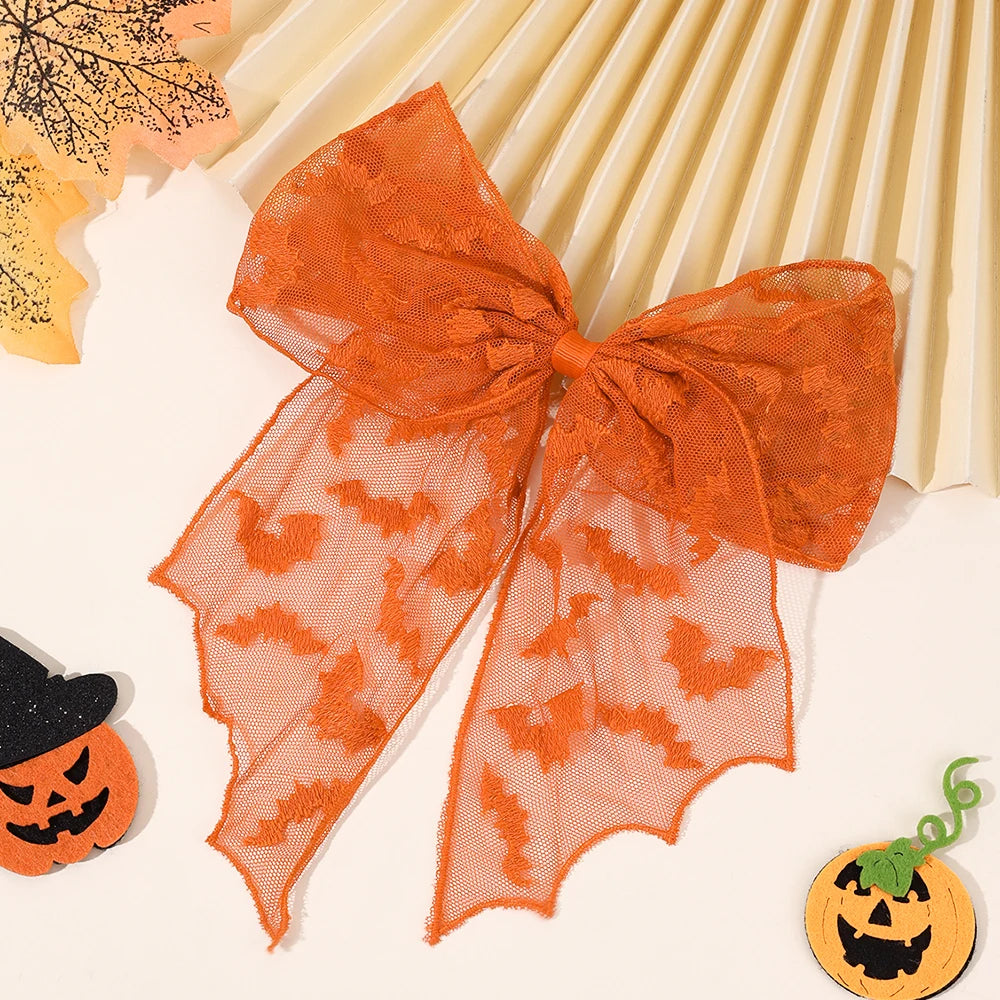 Barrettes chauve-souris effrayantes avec voile en dentelle – Glamour gothique pour Halloween