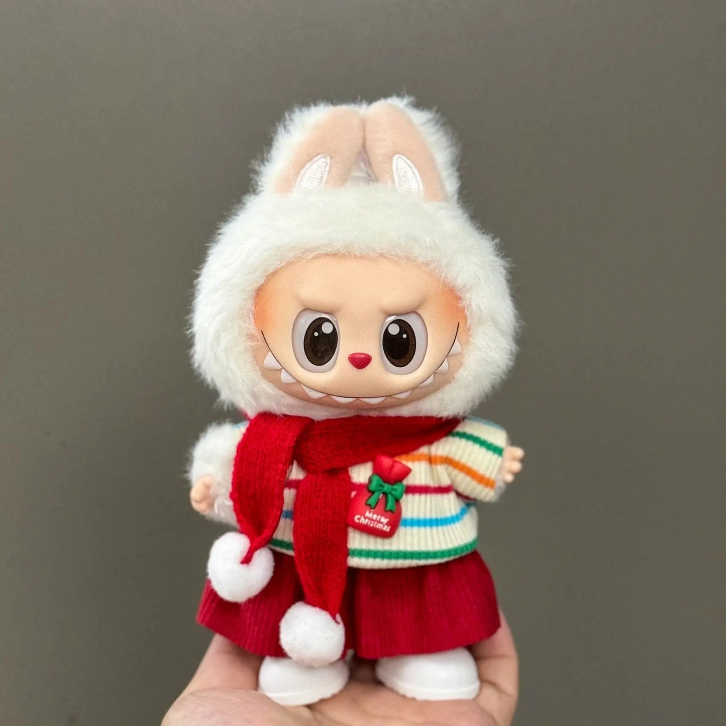 For 17cm Labubu V2 V1 Plush Idol Doll's Clothing Christmas Cloak Sweater Hat Set Gift Labubu Clothes Labubu ropa