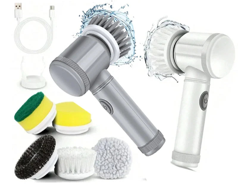 Electric Power Scrubber – 5 Replaceable Heads for Bathroom Cleaning