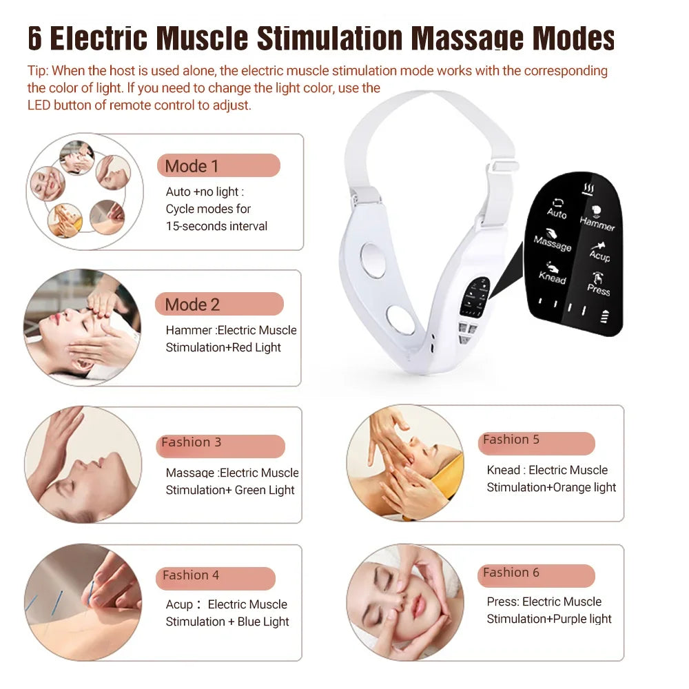 5-in-1 Face Lifting Massager – Double Chin Reducer with Remote Control