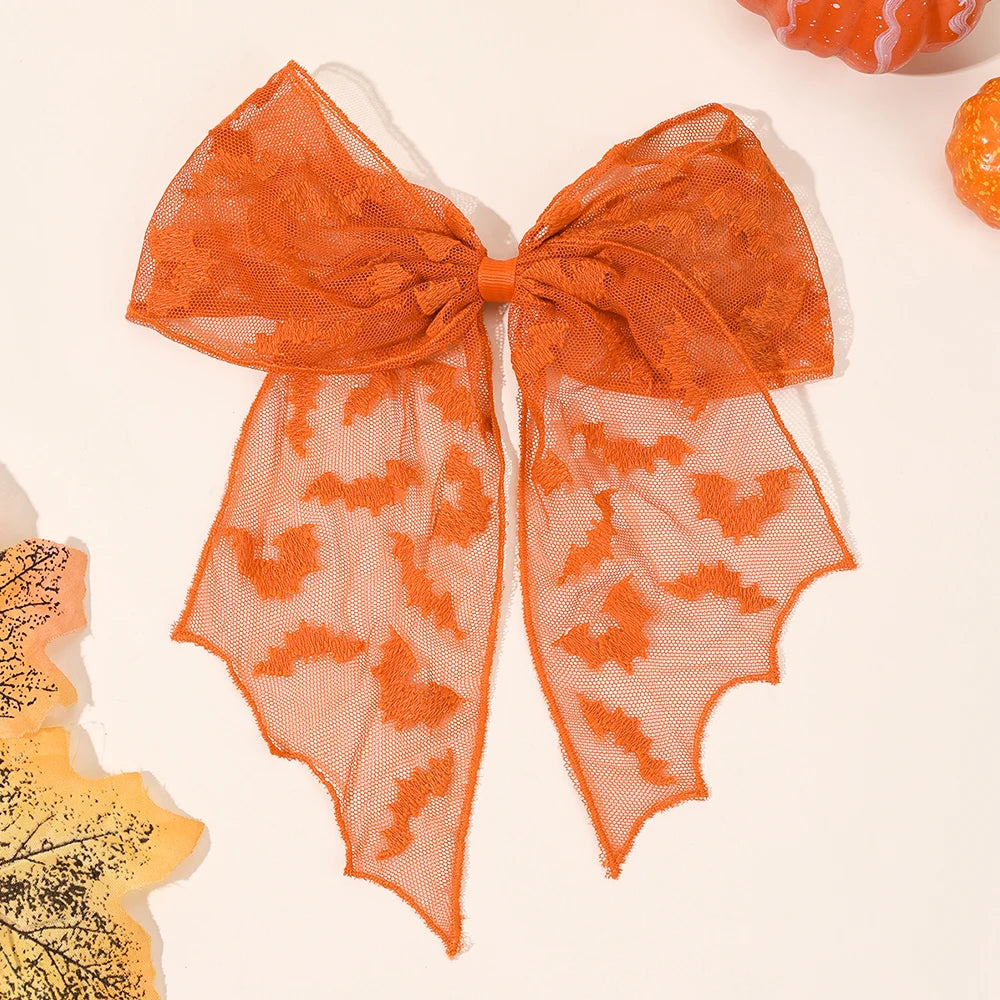 Barrettes chauve-souris effrayantes avec voile en dentelle – Glamour gothique pour Halloween