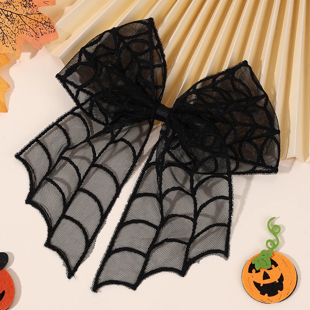 Barrettes chauve-souris effrayantes avec voile en dentelle – Glamour gothique pour Halloween