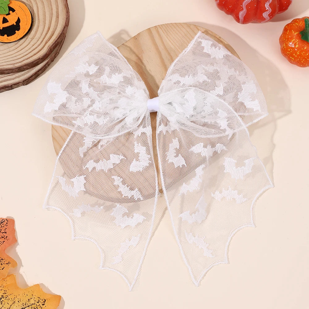 Barrettes chauve-souris effrayantes avec voile en dentelle – Glamour gothique pour Halloween