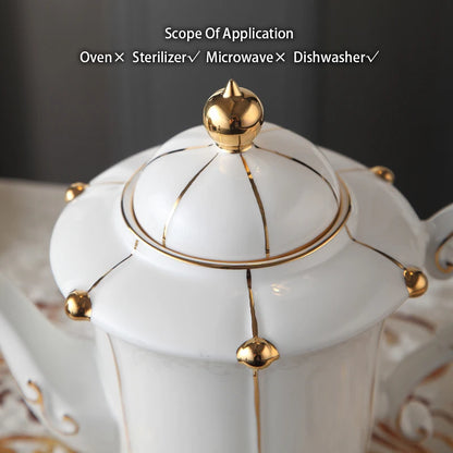 Luxury Gold Pearl Bone China Coffee & Tea Set - British Royal Style, Elegant Gift Set