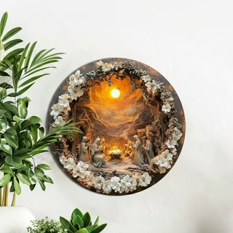 Metal Wall Art: Classic Nativity Scene (Aluminium)