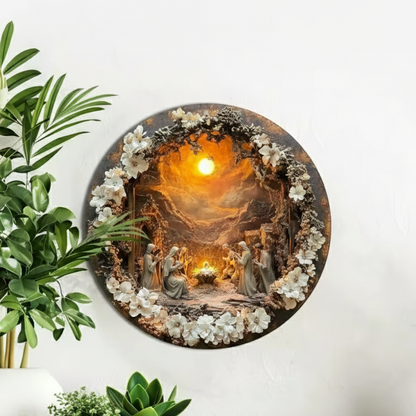 Metal Wall Art: Classic Nativity Scene (Aluminium)
