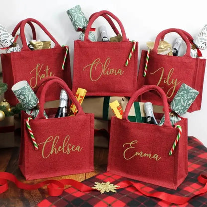 Bolsa de regalo personalizada de yute rojo (paja)
