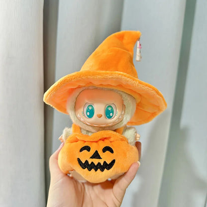 Labubu I -  II Dolls Halloween Outfit – Cute Pumpkin Party Costume for 15–17cm Plush Dolls
