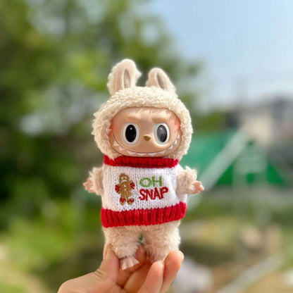 For 17cm Labubu V2 V1 Plush Idol Doll's Clothing  Christmas Cloak Sweater Hat Set Gift Labubu Clothes  Labubu ropa