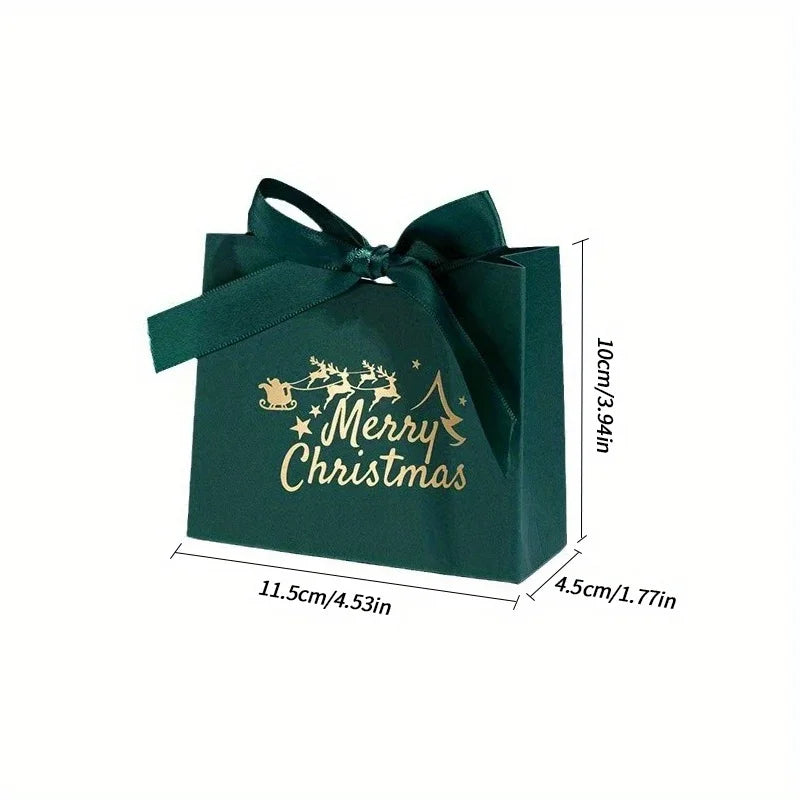 12 Pcs Elegant Christmas Paper Gift Bags (Green, White, or Red)