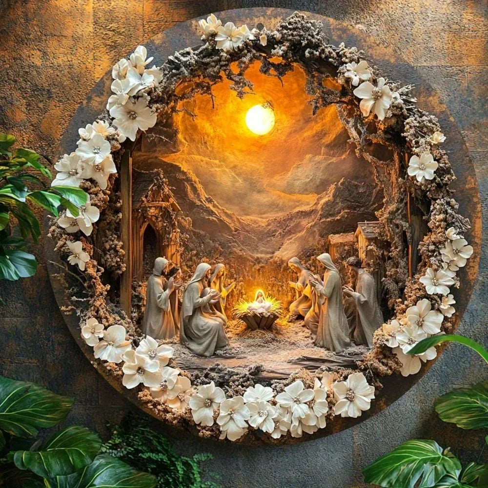 Metal Wall Art: Classic Nativity Scene (Aluminium)