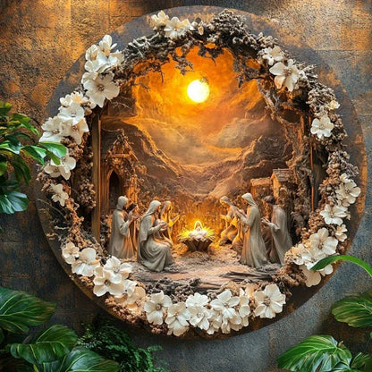 Metal Wall Art: Classic Nativity Scene (Aluminium)