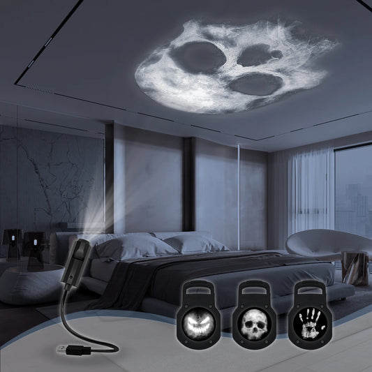 USB Halloween Projector Light - Skull, Pumpkin & Ghost Hand 3-in-1