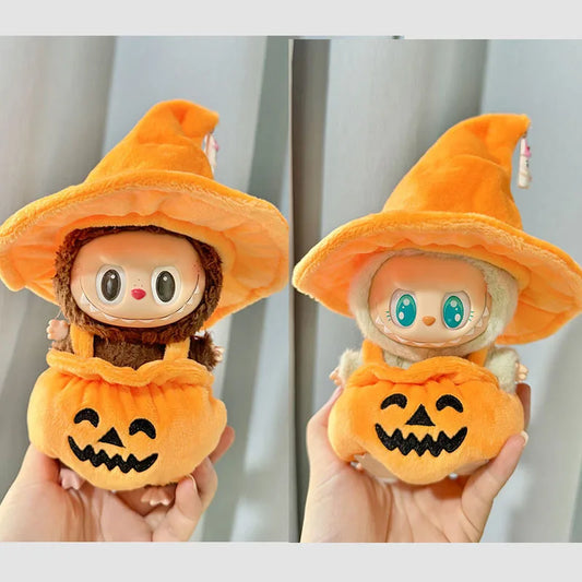 Labubu I -  II Dolls Halloween Outfit – Cute Pumpkin Party Costume for 15–17cm Plush Dolls