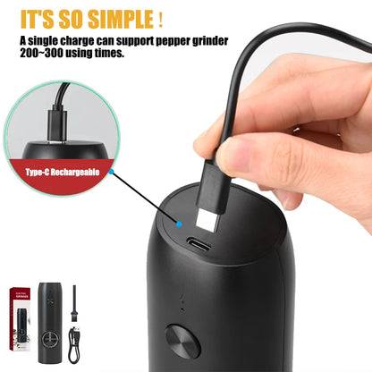 USB Rechargeable Automatic Salt and Pepper Grinder with Adjustable Coarseness and LED Light