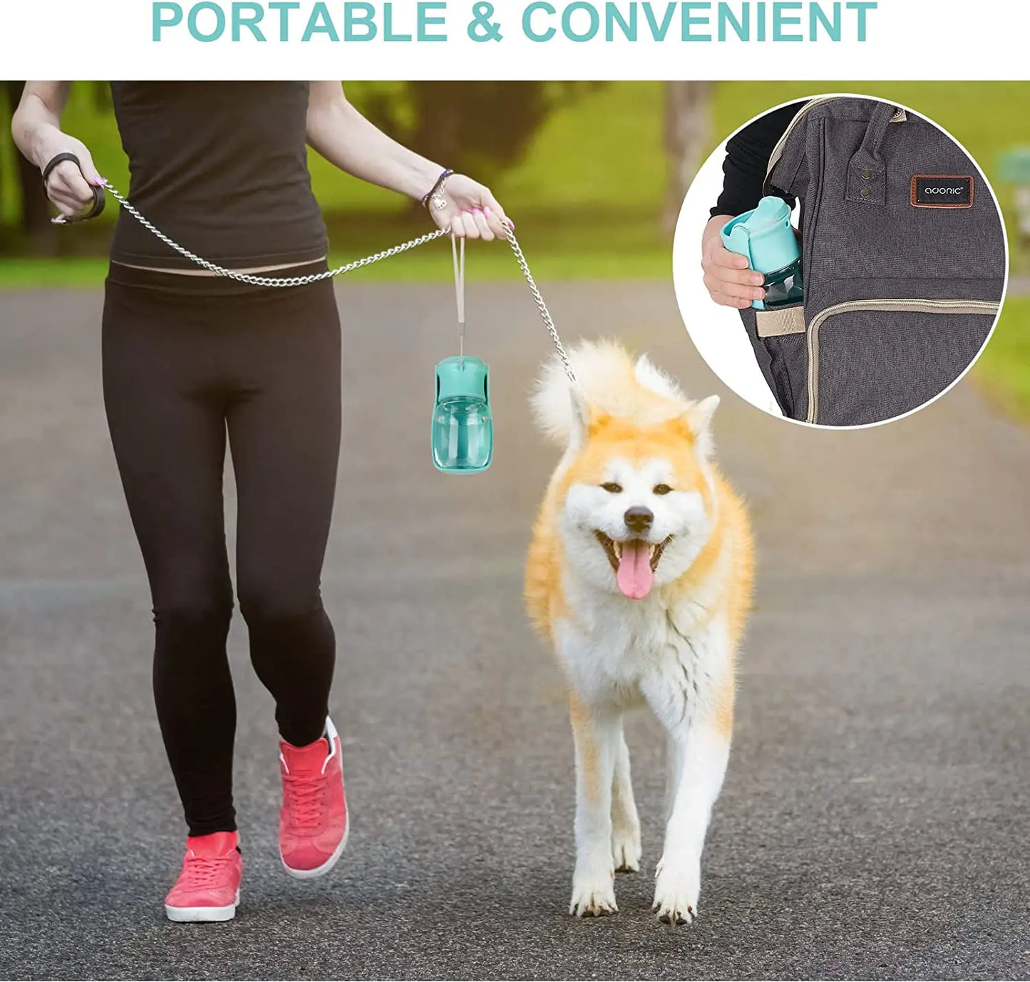 Botella de agua portátil para perros: dispensador plegable para aventuras al aire libre