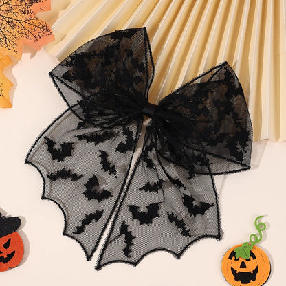 Barrettes chauve-souris effrayantes avec voile en dentelle – Glamour gothique pour Halloween