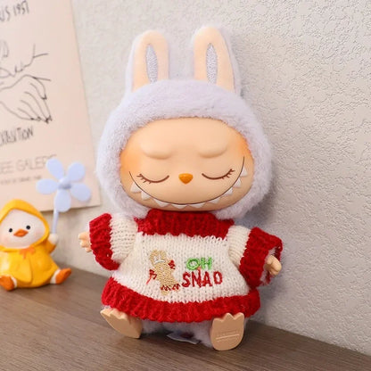 For 17cm Labubu V2 V1 Plush Idol Doll's Clothing  Christmas Cloak Sweater Hat Set Gift Labubu Clothes  Labubu ropa