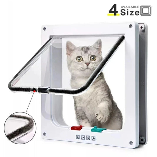 4-Way Locking Pet Door with ABS Plastic – Transparent Flap for Cats and Small Dogs