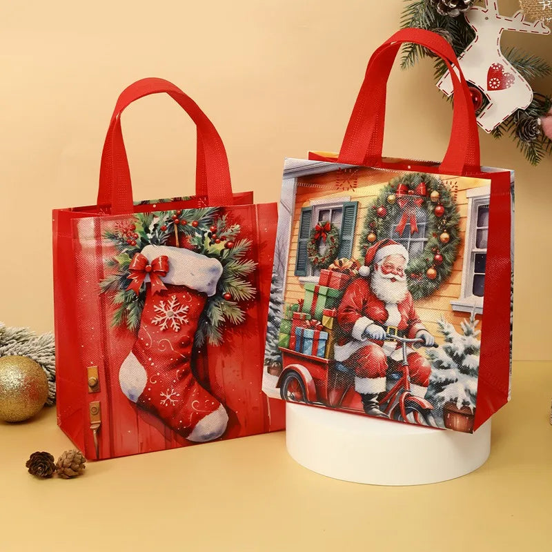 Reusable Non-Woven Fabric (TNT) Christmas Gift Bag - 4/8 Set
