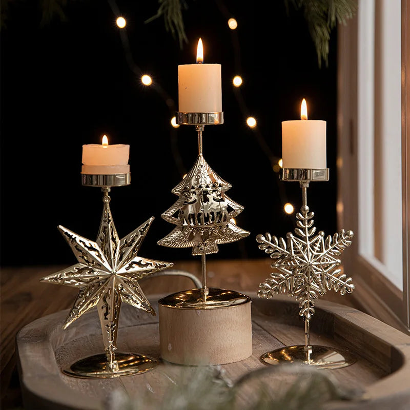 Candelabro de lujo chapado en oro para mesas navideñas festivas