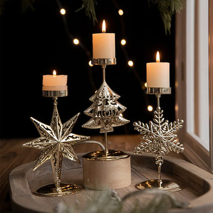 Candelabro de lujo chapado en oro para mesas navideñas festivas