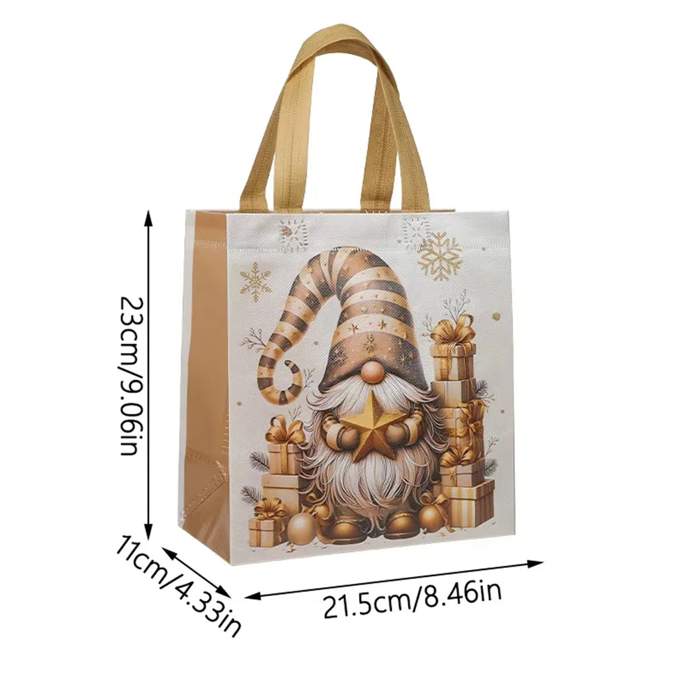 Kit de bolsa de regalo navideña de tela no tejida - Tema de gnomos (23 cm)